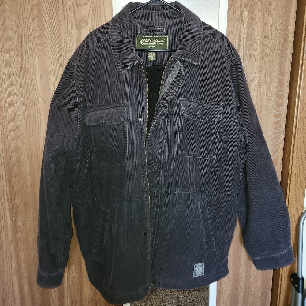 Mens Eddie Bauer Corduroy Fleece Jacket size XL